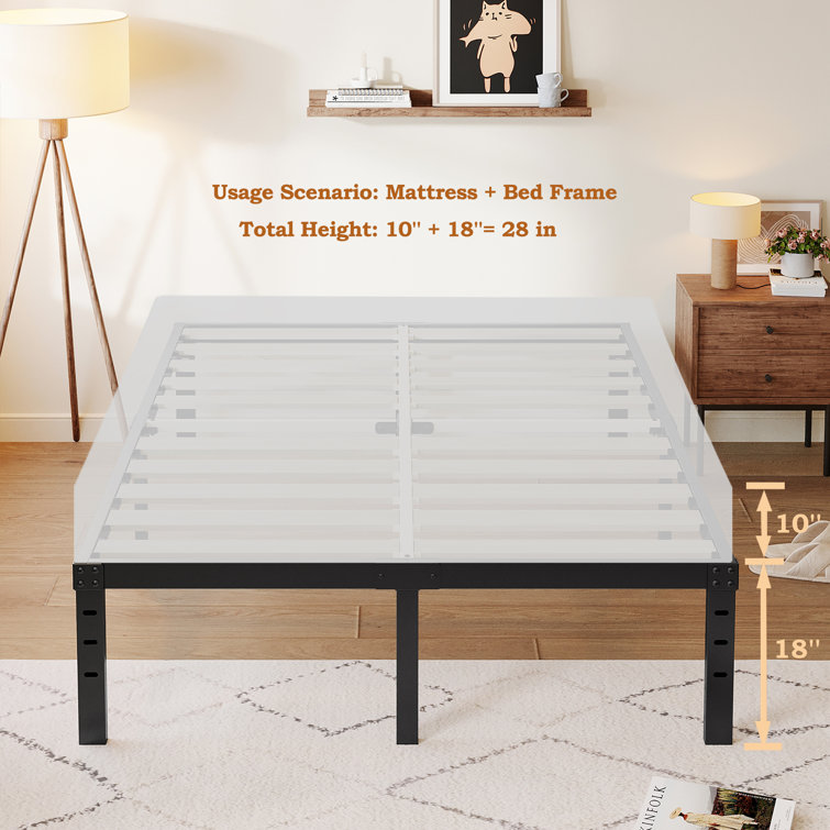 Full size platform bed deals frame 18 inch